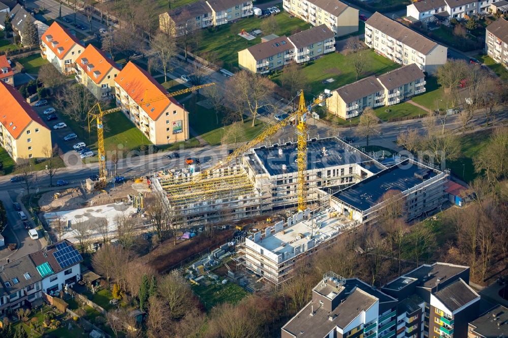 Horst from above - Construction site for the new building of an elderly care facility of the German Red Cross DRK on Dahlhauser Strasse in Horst in the state of North Rhine-Westphalia