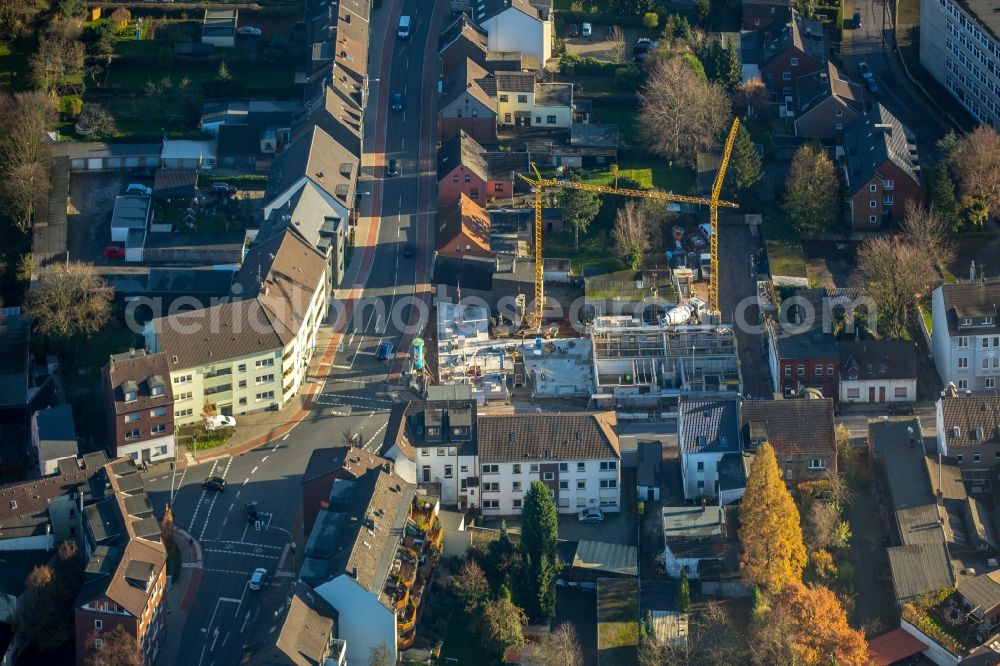 Oberhausen from the bird's eye view: Construction site for the new building of a residential estate on Postweg in Oberhausen in the state of North Rhine-Westphalia