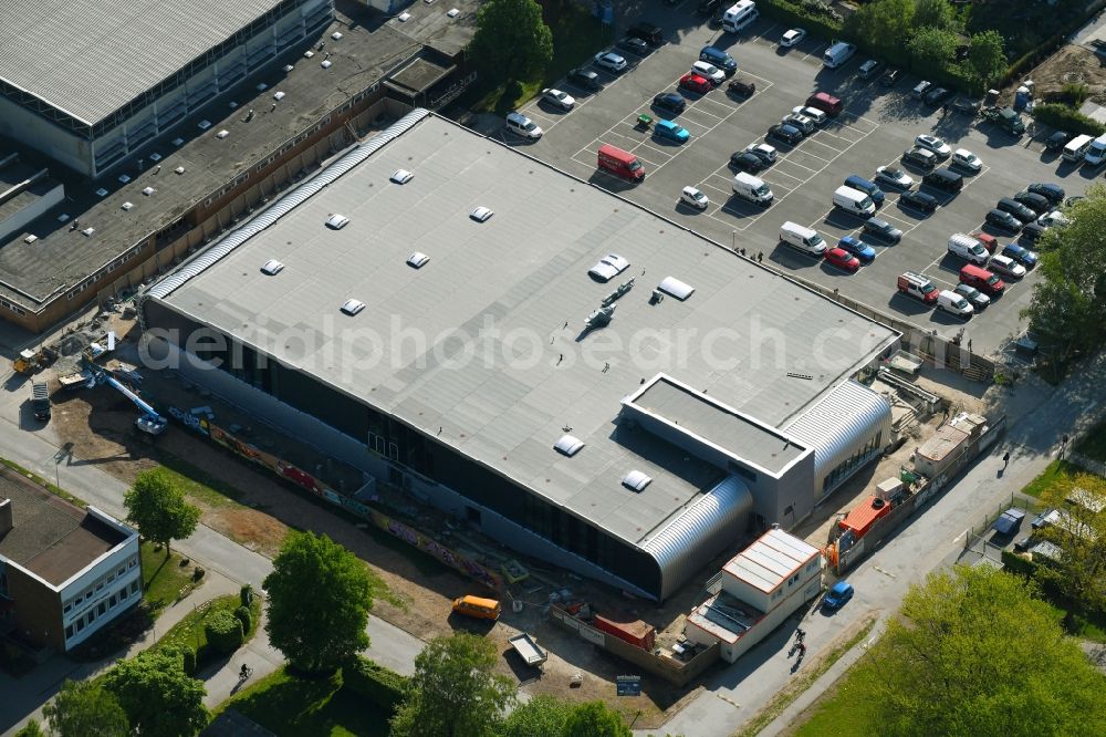 Aerial photograph Bielefeld - Construction site for the new sports hall Almsporthalle Bielefeld on Stapenhorststrasse in Bielefeld in the state North Rhine-Westphalia, Germany