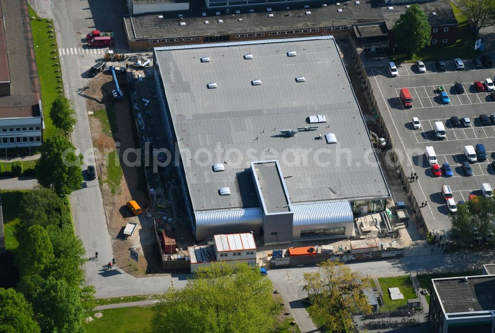 Bielefeld from above - Construction site for the new sports hall Almsporthalle Bielefeld on Stapenhorststrasse in Bielefeld in the state North Rhine-Westphalia, Germany