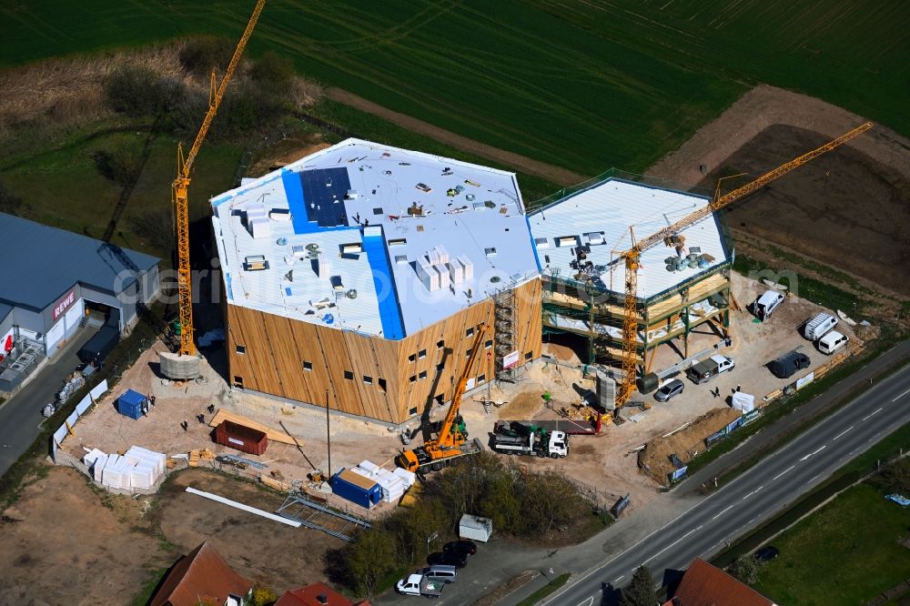 Aerial photograph Bubenreuth - Construction site for the new sports hall - bouldering hall Frankenjura in Bubenreuth in the state Bavaria, Germany