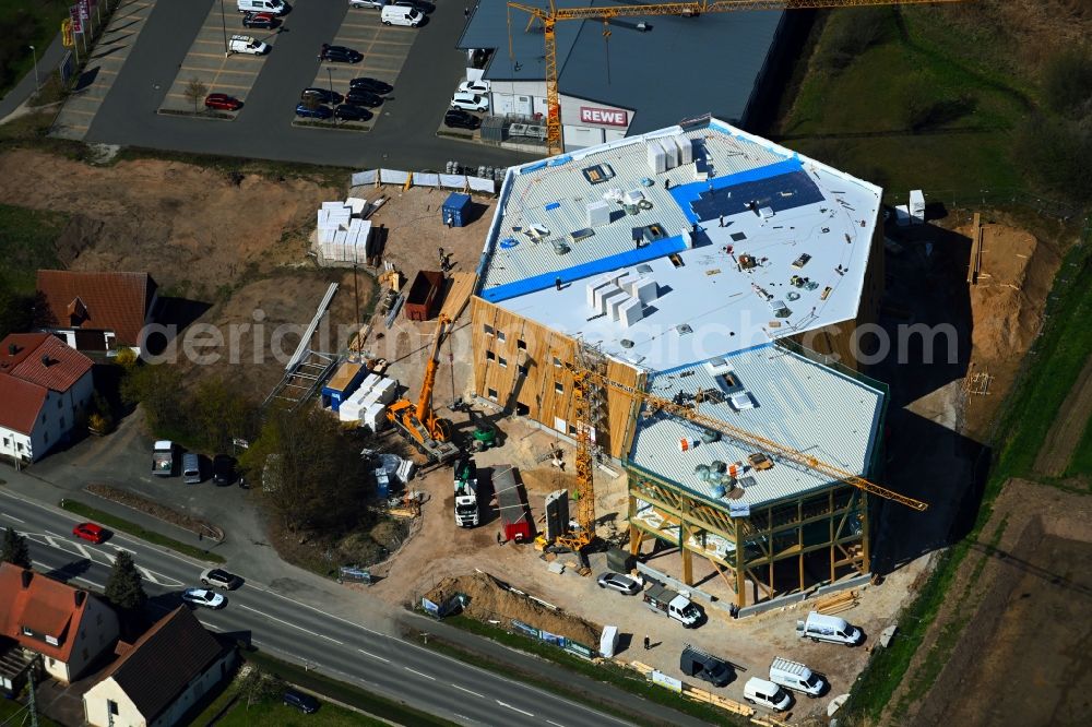 Bubenreuth from the bird's eye view: Construction site for the new sports hall - bouldering hall Frankenjura in Bubenreuth in the state Bavaria, Germany