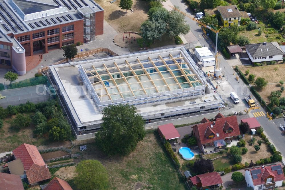 Aerial photograph Friedland - Construction site for the new sports hall of Carl-Friedrich-Gauss-Schule in Friedland in the state Lower Saxony, Germany