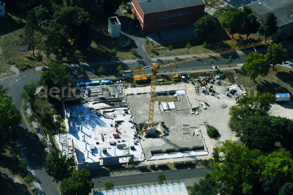 Aerial photograph Potsdam - Construction site for the new sports hall on corner Olympischer Weg in Potsdam in the state Brandenburg, Germany