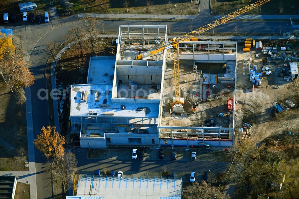 Aerial photograph Potsdam - Construction site for the new sports hall on corner Olympischer Weg in Potsdam in the state Brandenburg, Germany