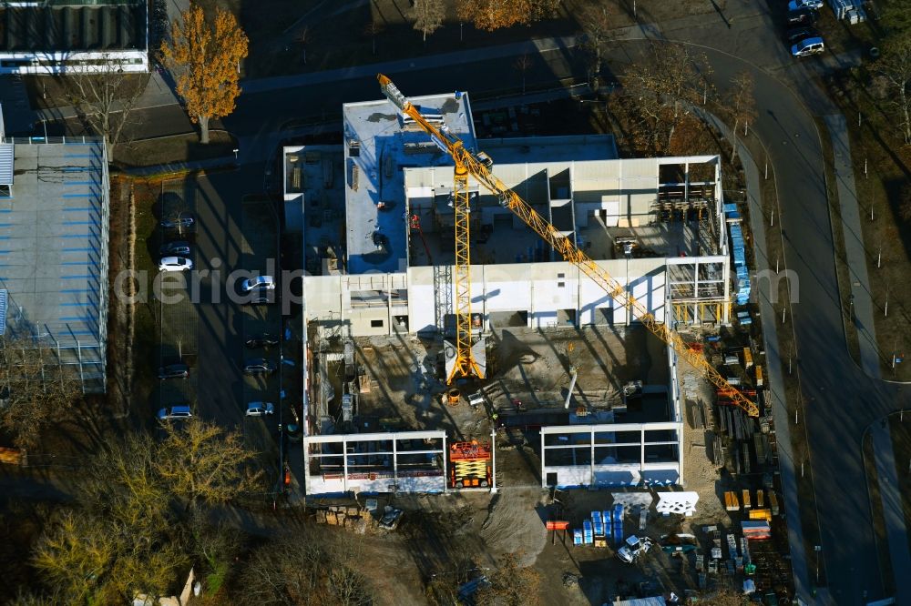 Aerial photograph Potsdam - Construction site for the new sports hall on corner Olympischer Weg in Potsdam in the state Brandenburg, Germany