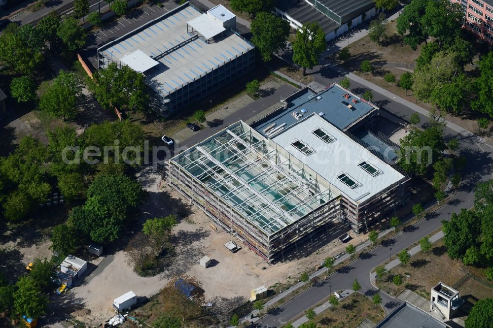 Aerial image Potsdam - Construction site for the new sports hall on corner Olympischer Weg in Potsdam in the state Brandenburg, Germany