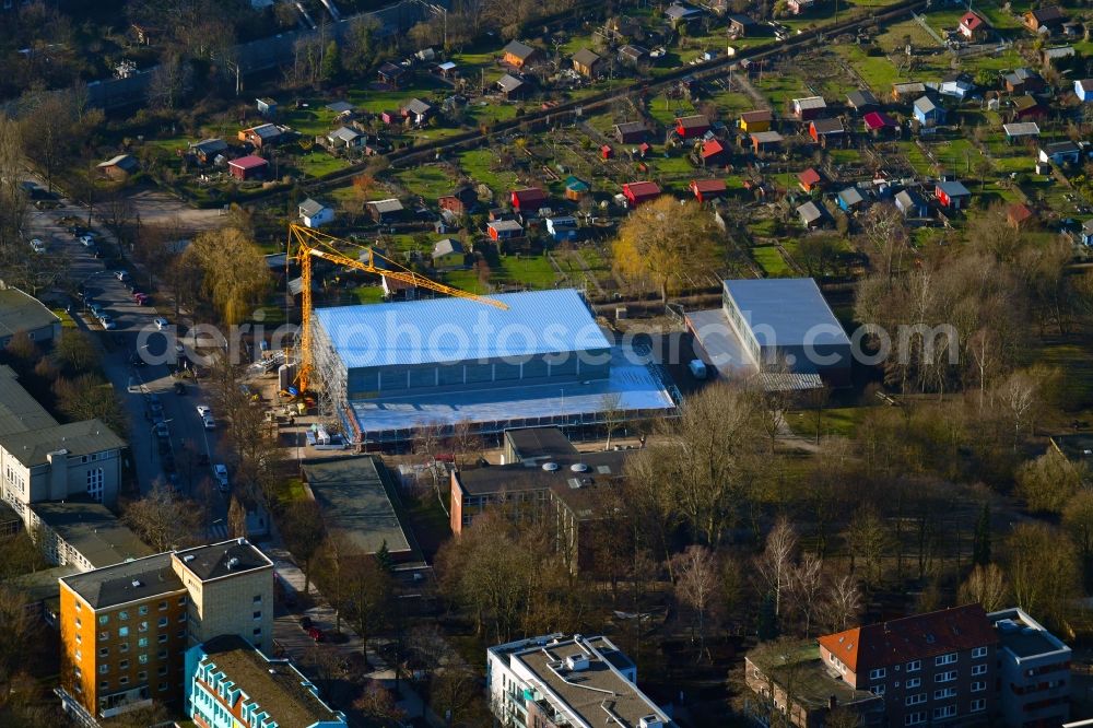 Aerial photograph Hamburg - Construction site for the new sports hall on Horner Weg in Hamburg, Germany