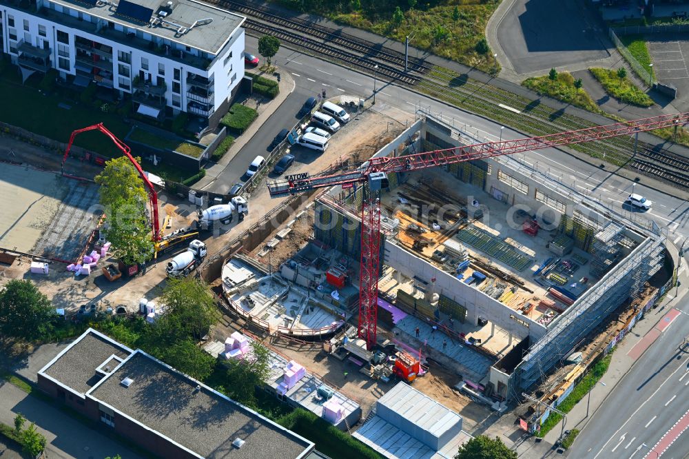 Aerial image Köln - Construction site for the new sports hall on street Fitzmauricestrasse Ecke Hugo-Eckener-Strasse in the district Ossendorf in Cologne in the state North Rhine-Westphalia, Germany