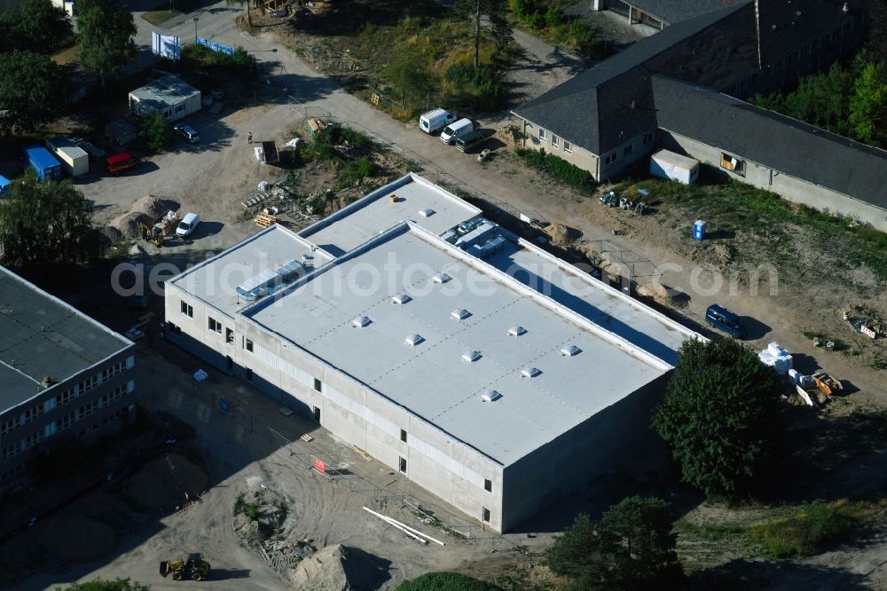 Aerial photograph Berlin - Construction site for the new sports hall on Poelnitzweg - Wiltbergstrasse in Berlin, Germany