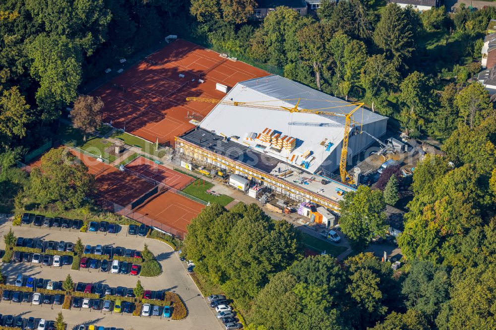 Unna from above - Construction site for the new sports hall of Tennishalle on Tennisplatz - Ensemble on Luisenstrasse on street Luisenstrasse in the district Alte Heide in Unna at Ruhrgebiet in the state North Rhine-Westphalia, Germany