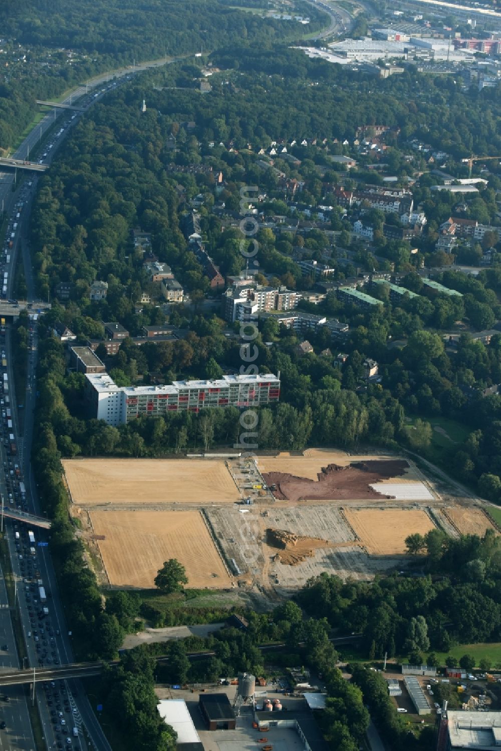 Hamburg from above - Construction site to build a new sports ground ensemble of Bahrenfelder sports club from 1919 e.V. in Hamburg