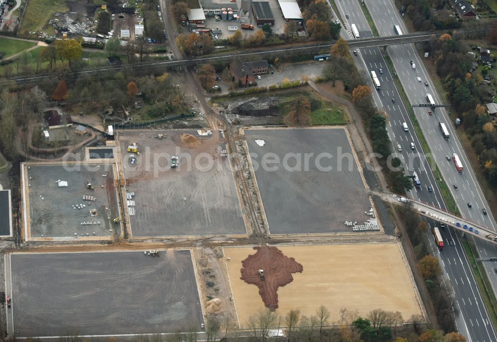 Aerial image Hamburg - Construction site to build a new sports ground ensemble of Bahrenfelder sports club from 1919 e.V. in Hamburg