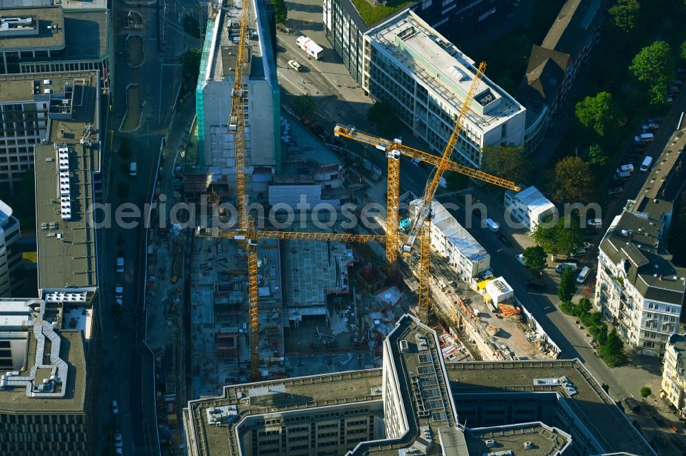 Hamburg from above - Construction site with development, foundation, earth and landfill works zum neubau of Springer Quartier between Fuhlenwiete and Axel-Springer-Platz in Hamburg, Germany