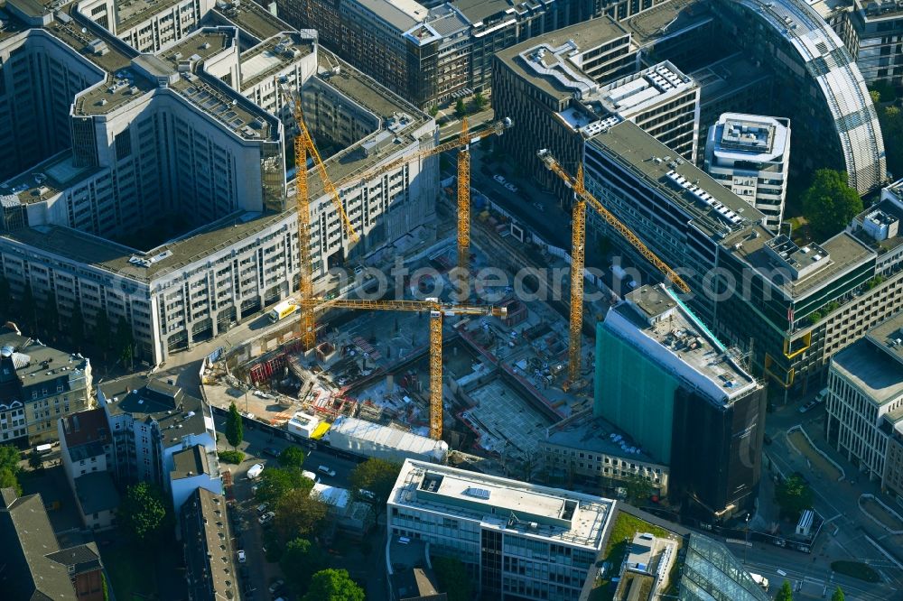 Aerial photograph Hamburg - Construction site with development, foundation, earth and landfill works zum neubau of Springer Quartier between Fuhlenwiete and Axel-Springer-Platz in Hamburg, Germany