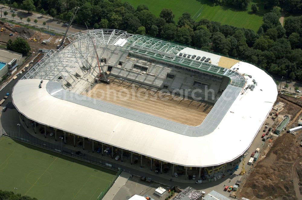 Aerial photograph Dresden - Construction view of the stadium in Dresden in the state Saxony. The football stadium had to Lennéstreet over time the name of Rudolf-Harbig-Stadion, Dynamo Stadium and Gluecksgas Stadium