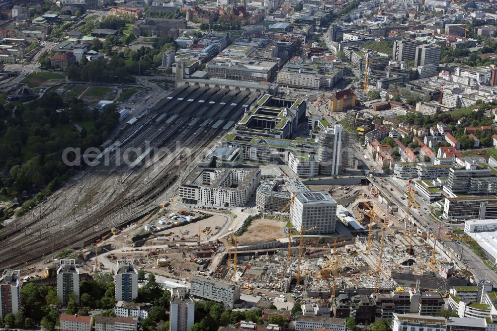 Aerial image Stuttgart - Construction site for the new building of the community center and shopping center Milaneo the center of Stuttgart in Baden-Württemberg BW