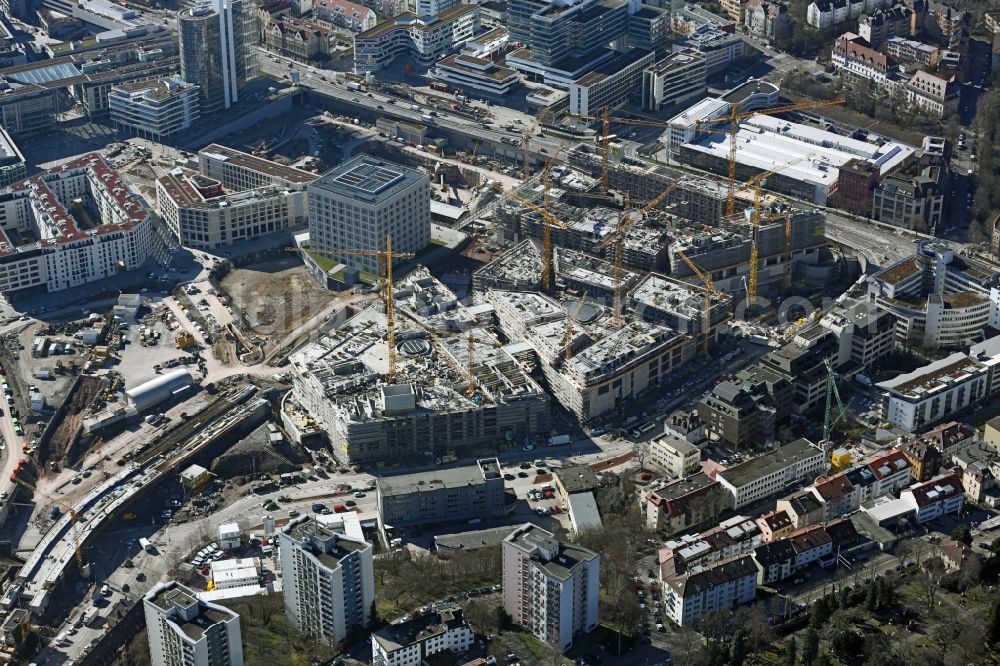 Stuttgart from the bird's eye view: Construction site for the new building of the community center and shopping center Milaneo the center of Stuttgart in Baden-Württemberg BW