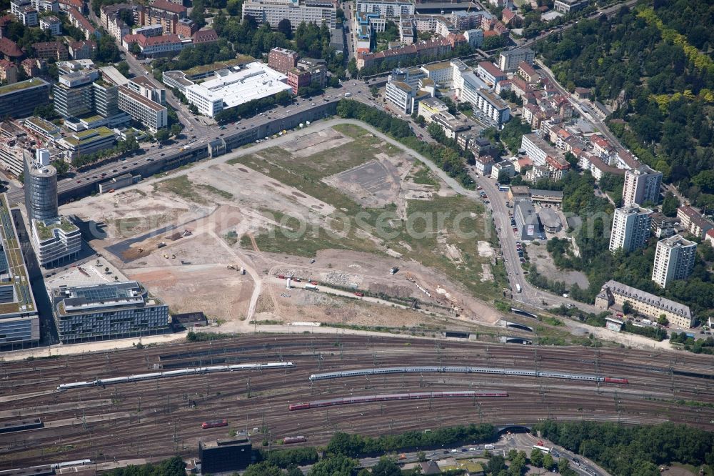 Aerial image Stuttgart - Construction site for the new building of the community center and shopping center Milaneo the center of Stuttgart in Baden-Wuerttemberg BW