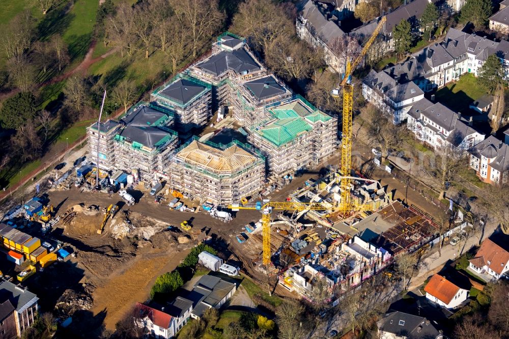 Aerial image Bochum - Construction site for the city villa - multi-family residential building on Wielandstrasse - Herderallee - Lessingstrasse in the district Grumme in Bochum in the state North Rhine-Westphalia, Germany