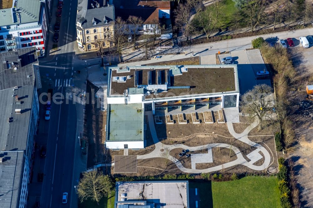 Velbert from the bird's eye view: Construction site for the new building of a life care of the hospice on Oststrasse corner Kurze Strasse in Velbert in the state North Rhine-Westphalia, Germany