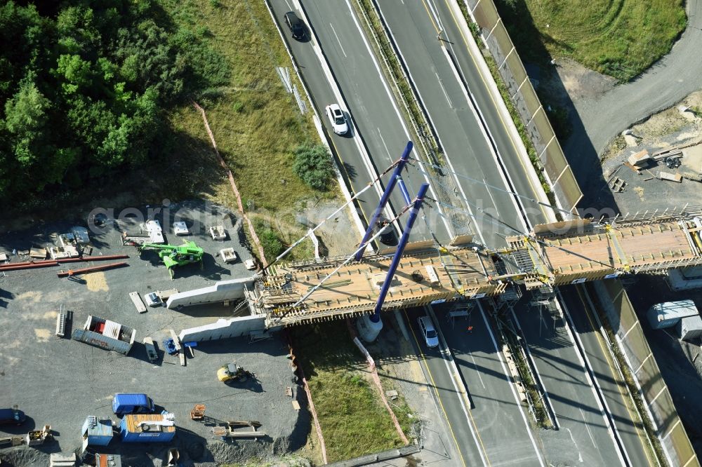 Aerial image Markkleeberg - Construction of road bridge ueber die Bundesstrasse B2 in Markkleeberg in the state Saxony