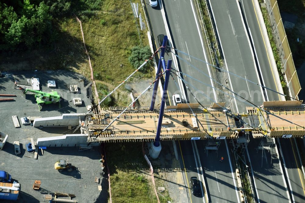 Aerial photograph Markkleeberg - Construction of road bridge ueber die Bundesstrasse B2 in Markkleeberg in the state Saxony