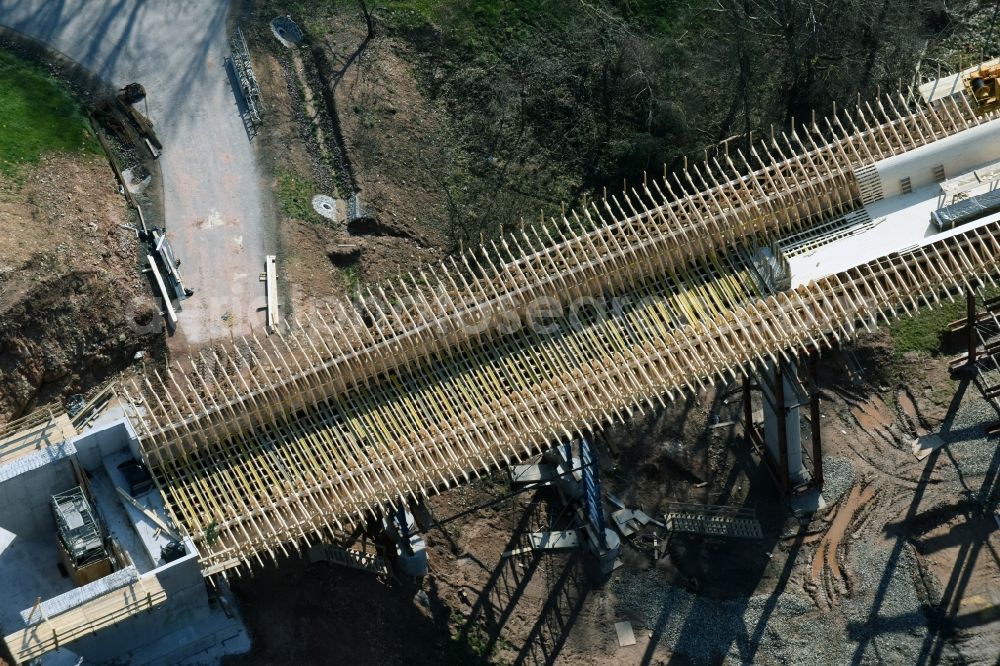 Bad Salzungen from above - Construction of road bridge Bruecke about Leimbachtal (BW 5) of B 62 OU local bypass in Bad Salzungen in the state Thuringia