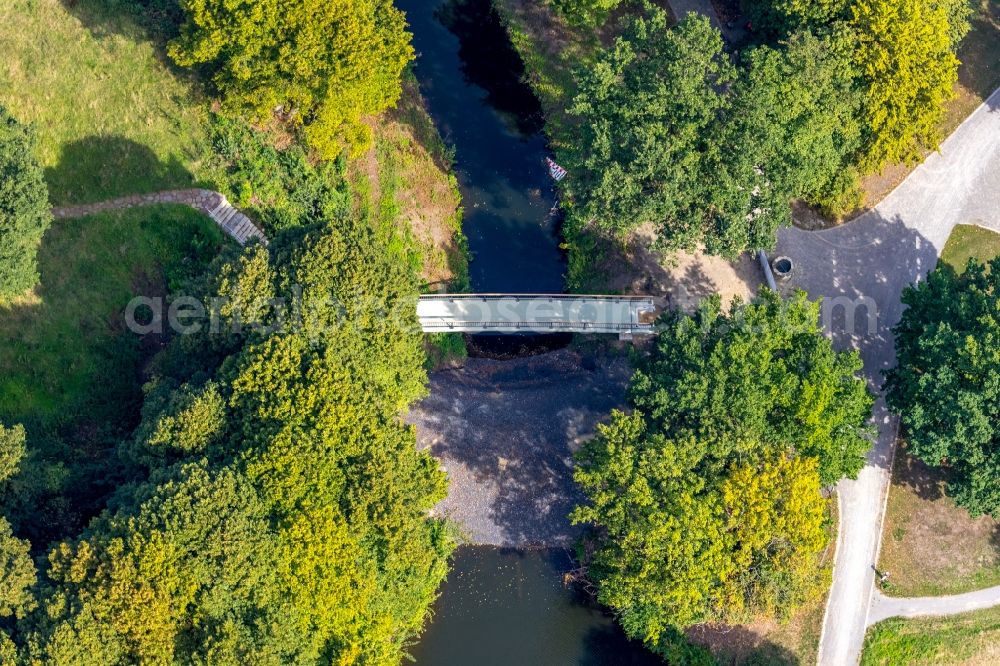 Hamm from above - Construction of road bridge on Burghuegel Mark in Hamm in the state North Rhine-Westphalia, Germany