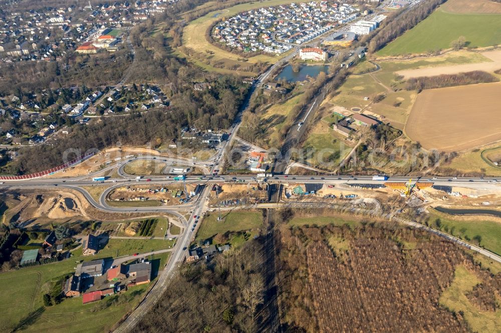 Aerial photograph Duisburg - Construction of road bridge Krefelder Strasse B288 in Duisburg in the state North Rhine-Westphalia, Germany