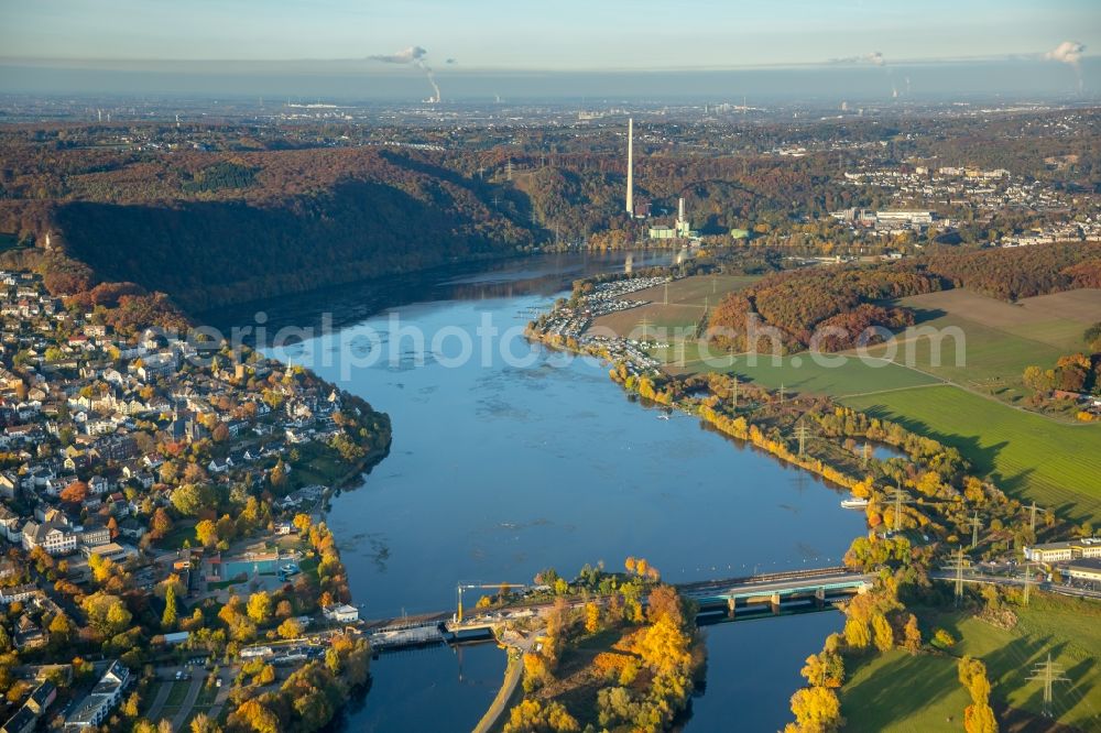 Wetter (Ruhr) from the bird's eye view: Construction of road bridge Obergraben-Bruecke along the Friedrichstrasse in Wetter (Ruhr) in the state North Rhine-Westphalia