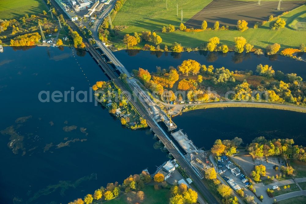 Aerial image Wetter (Ruhr) - Construction of road bridge Obergraben-Bruecke along the Friedrichstrasse in Wetter (Ruhr) in the state North Rhine-Westphalia