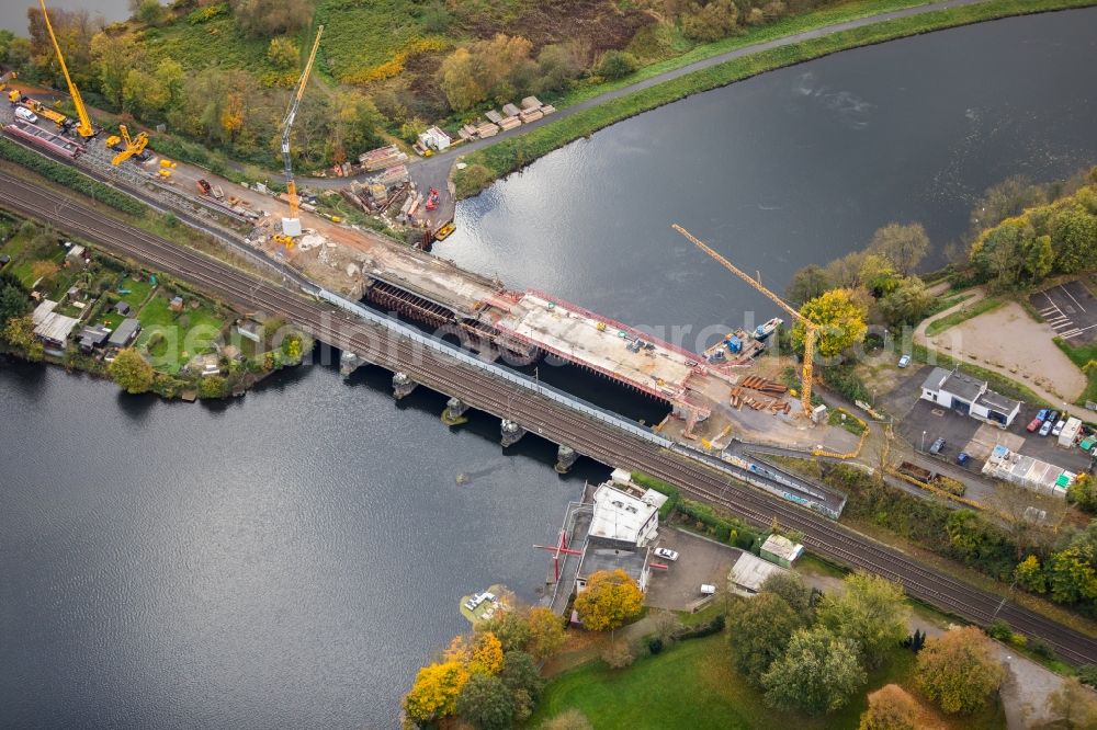 Aerial image Wetter (Ruhr) - Construction of road bridge Obergraben-Bruecke along the Friedrichstrasse in Wetter (Ruhr) in the state North Rhine-Westphalia