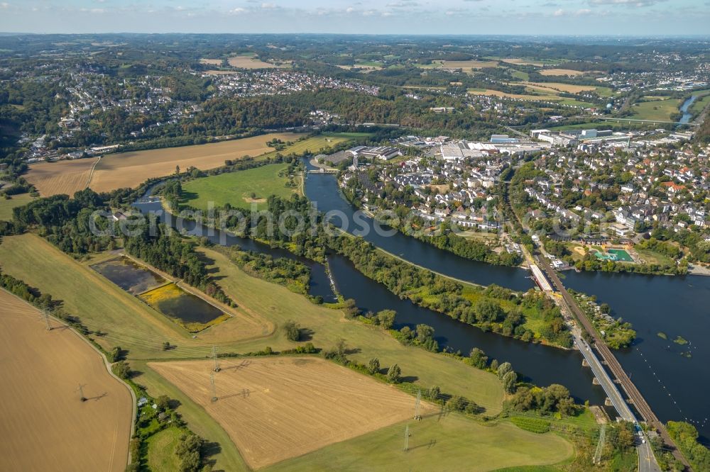 Wetter (Ruhr) from the bird's eye view: Construction of road bridge Obergraben-Bruecke along the Friedrichstrasse in Wetter (Ruhr) in the state North Rhine-Westphalia