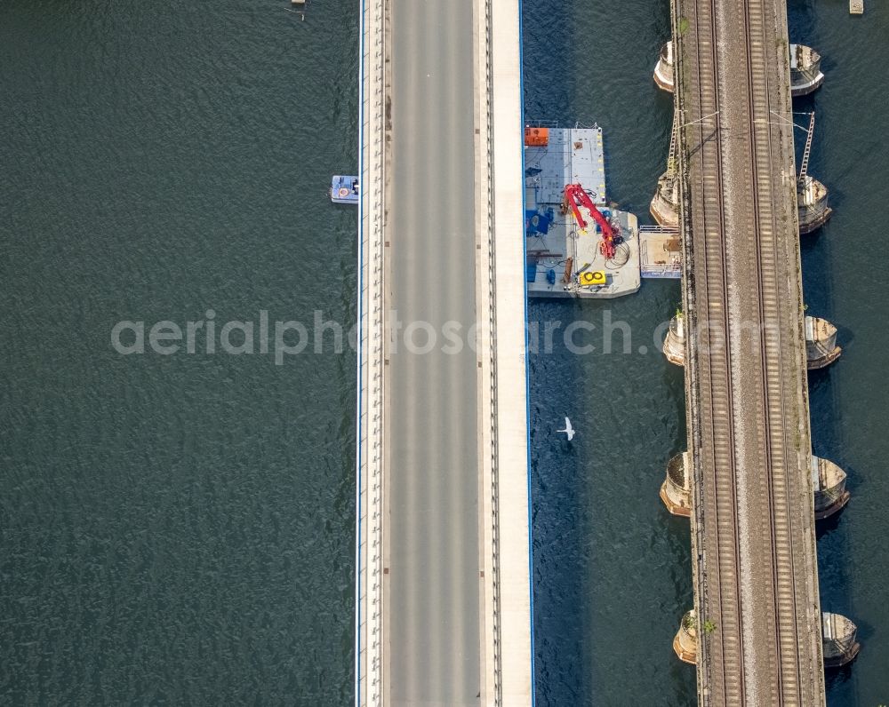 Wetter (Ruhr) from above - Construction of road bridge Obergraben-Bruecke along the Friedrichstrasse in Wetter (Ruhr) in the state North Rhine-Westphalia