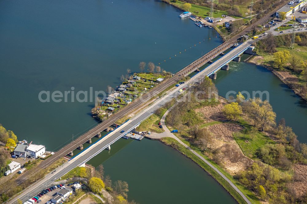 Wetter (Ruhr) from the bird's eye view: Construction of road bridge Obergraben-Bruecke along the Friedrichstrasse in Wetter (Ruhr) in the state North Rhine-Westphalia