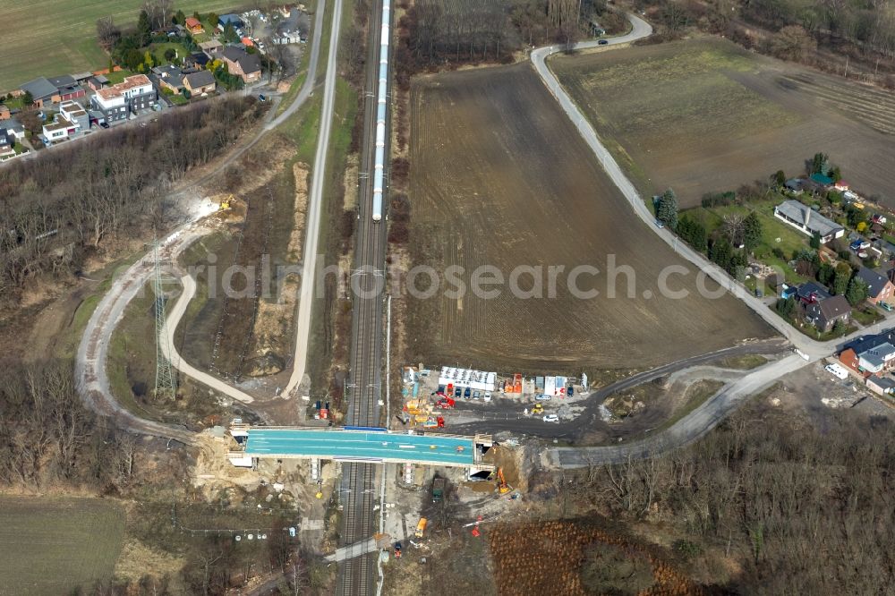 Oberhausen from the bird's eye view: Construction of road bridge on Rothofstrasse in Oberhausen in the state North Rhine-Westphalia, Germany