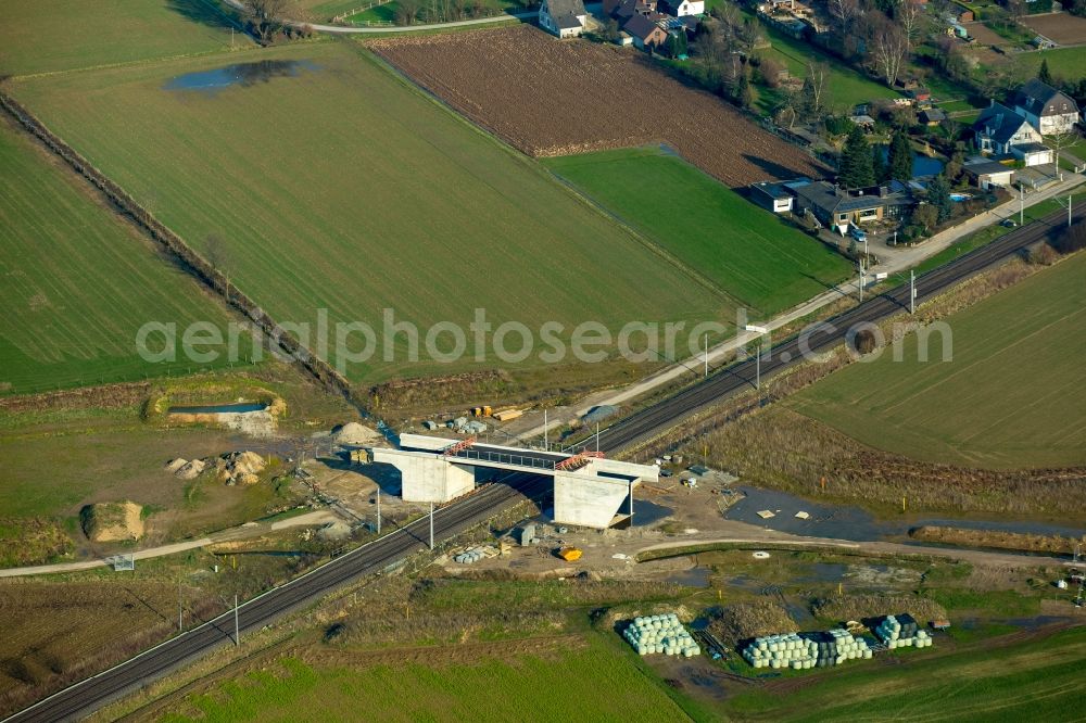 Aerial image Emmerich am Rhein - Construction of road bridge im Stadtteil Praest in Emmerich am Rhein in the state North Rhine-Westphalia