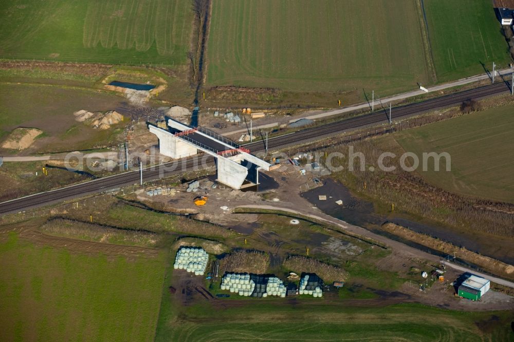 Aerial photograph Emmerich am Rhein - Construction of road bridge im Stadtteil Praest in Emmerich am Rhein in the state North Rhine-Westphalia