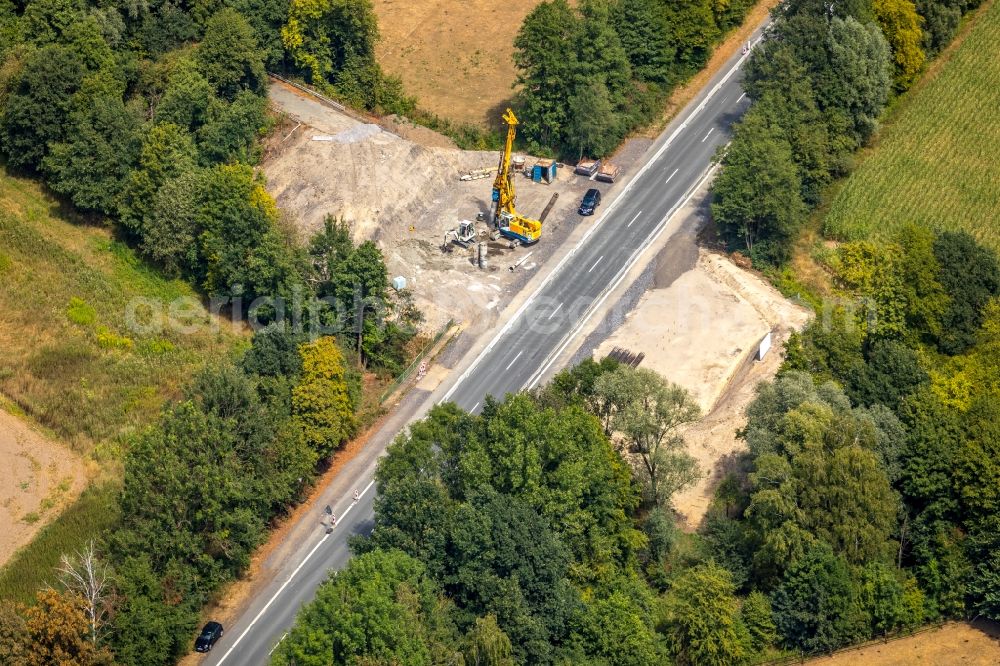 Werne from the bird's eye view: Construction of road bridge Stiegenkamp-Bruecke in Werne in the state North Rhine-Westphalia, Germany