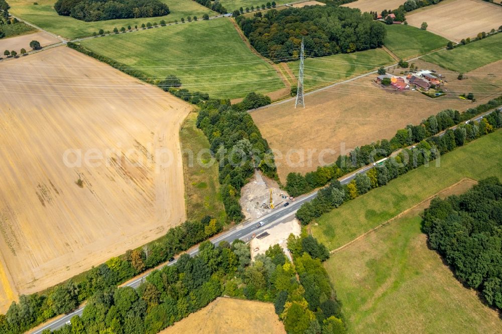 Aerial image Werne - Construction of road bridge Stiegenkamp-Bruecke in Werne in the state North Rhine-Westphalia, Germany