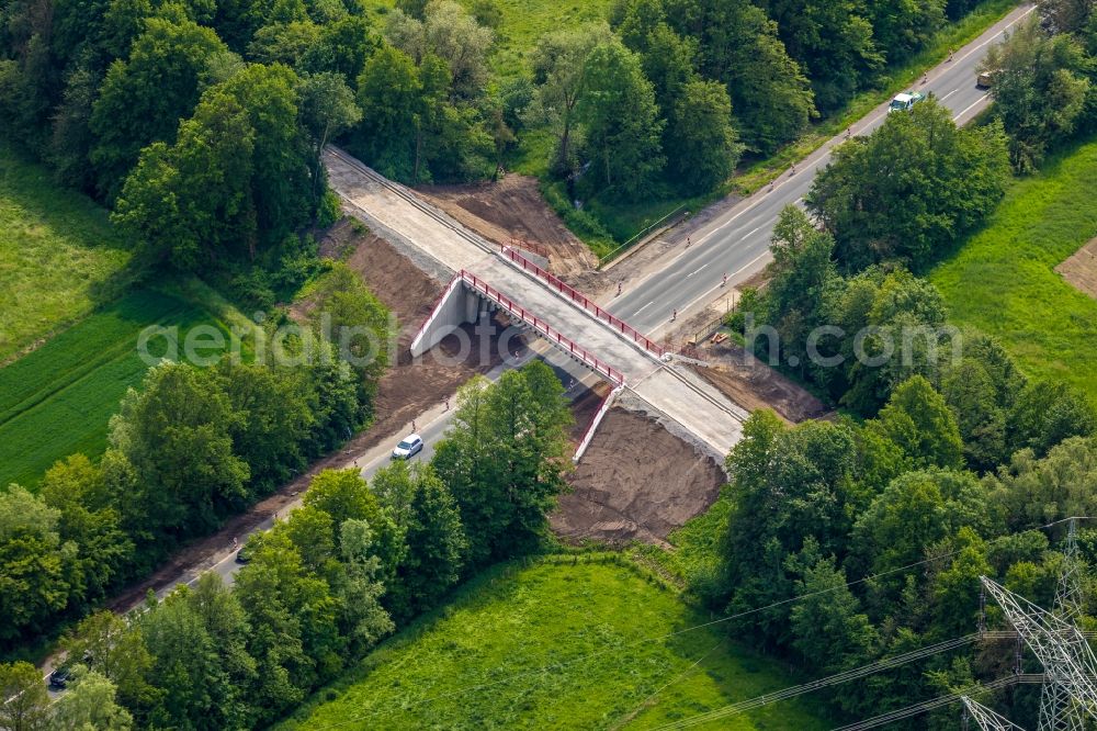 Aerial image Werne - Construction of road bridge Stiegenkamp-Bruecke in Werne in the state North Rhine-Westphalia, Germany