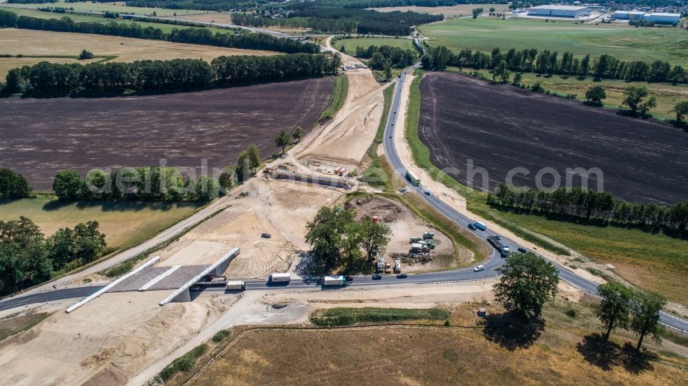 Aerial photograph Trebbin - Construction of road bridge B101 in Trebbin in the state Brandenburg, Germany