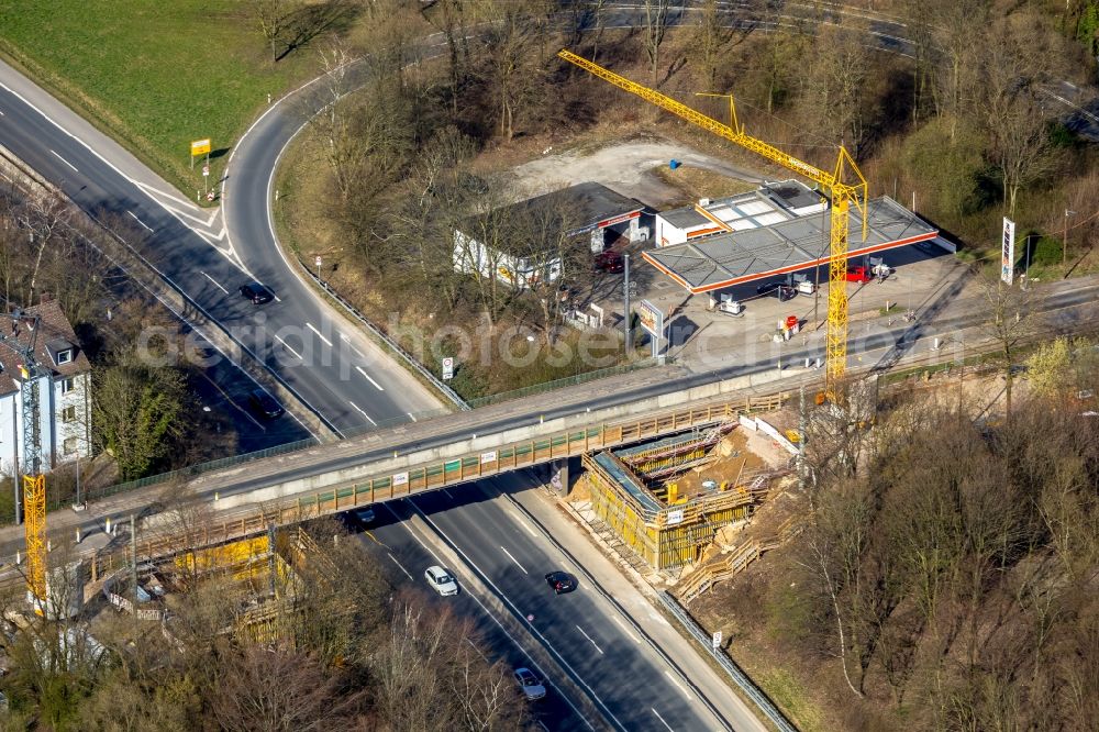 Aerial photograph Bochum - Construction of road bridge on Wittener Strasse in Bochum in the state North Rhine-Westphalia, Germany