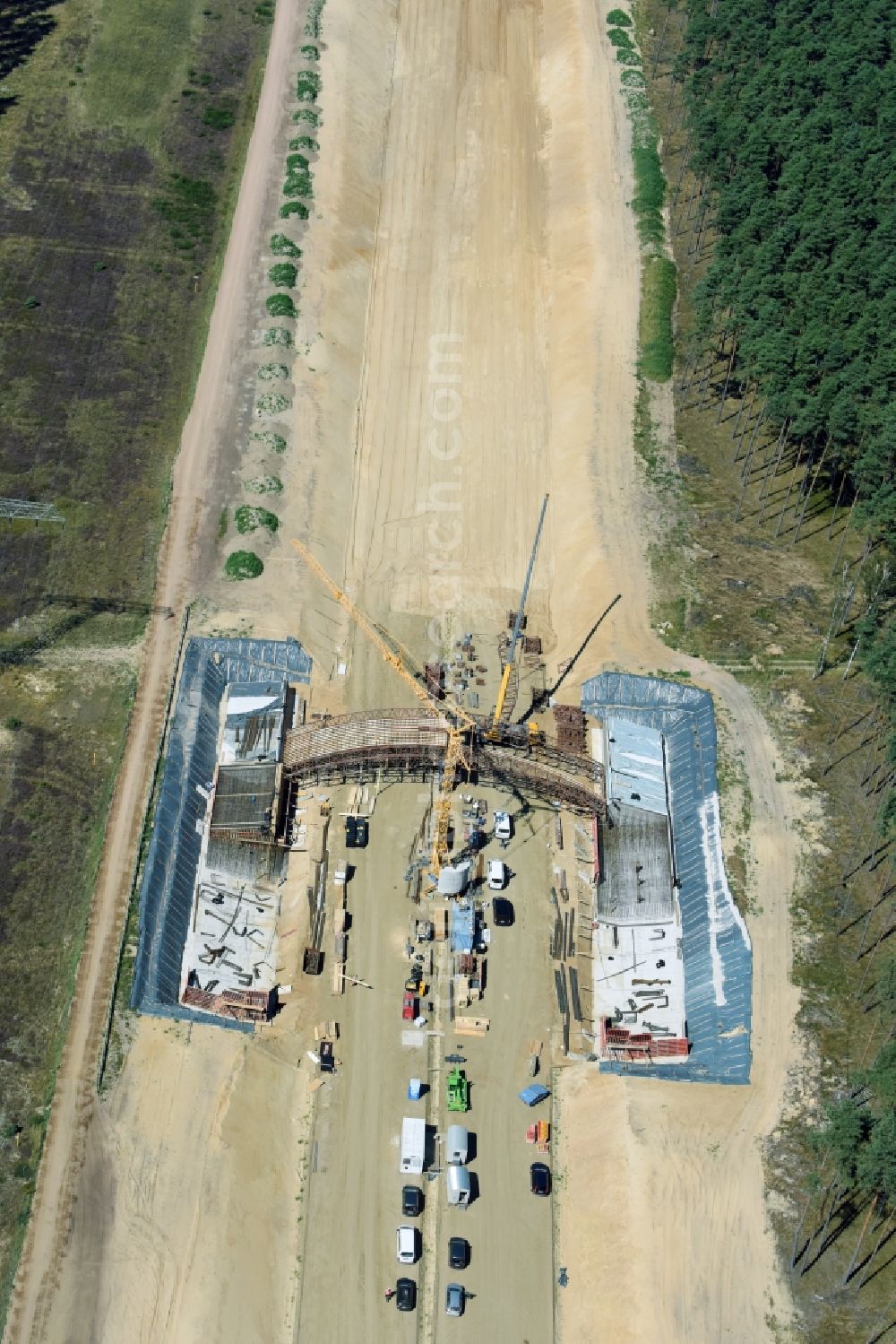 Kremmin from the bird's eye view: Construction of a deer crossing bridgein Kremmin in the state Mecklenburg - Western Pomerania