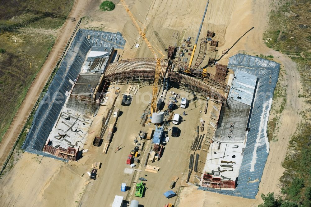 Aerial image Kremmin - Construction of a deer crossing bridgein Kremmin in the state Mecklenburg - Western Pomerania