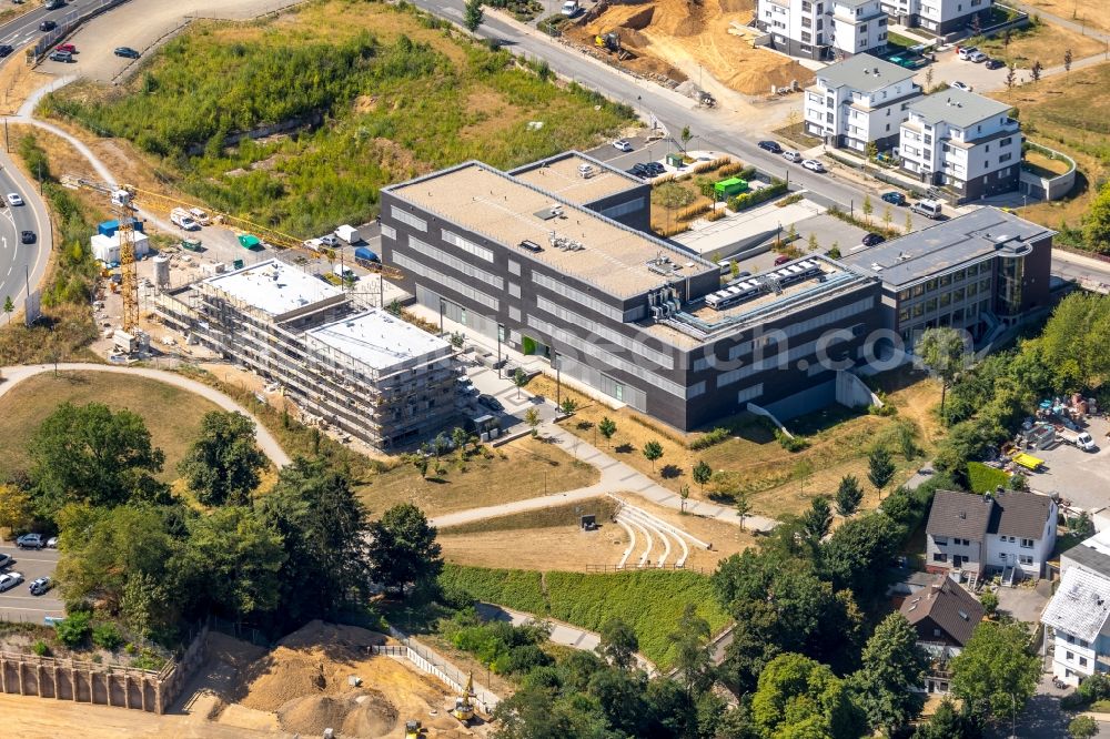 Heiligenhaus from the bird's eye view: Construction site of a student dorm on Conpus Velbert/Heiligenhaus in Heiligenhaus in the state North Rhine-Westphalia, Germany