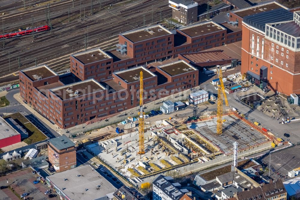 Aerial photograph Dortmund - Construction site of a student dorm on Emil-Moog-Platz - Benno-Elkan-Allee - Ritterstrasse in Dortmund in the state North Rhine-Westphalia, Germany