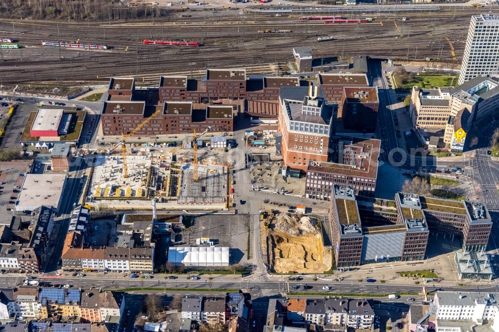 Aerial photograph Dortmund - Construction site of a student dorm on Emil-Moog-Platz - Benno-Elkan-Allee - Ritterstrasse in Dortmund in the state North Rhine-Westphalia, Germany