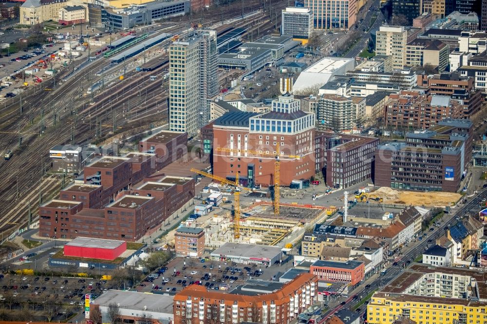 Dortmund from above - Construction site of a student dorm on Emil-Moog-Platz - Benno-Elkan-Allee - Ritterstrasse in Dortmund in the state North Rhine-Westphalia, Germany